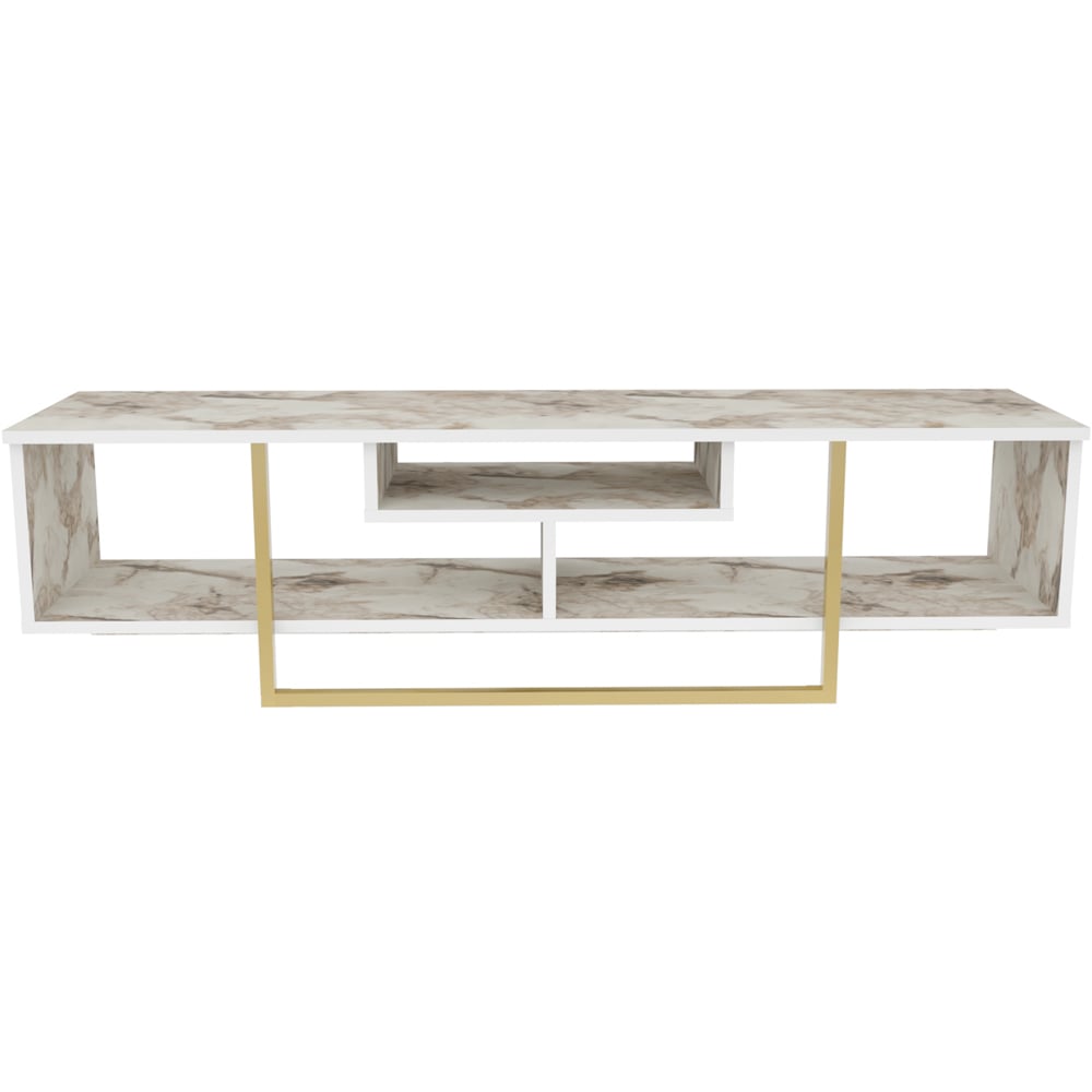 Decorotika Asal 3 Shelf Ephesus and Gold Modern TV Unit Image 6