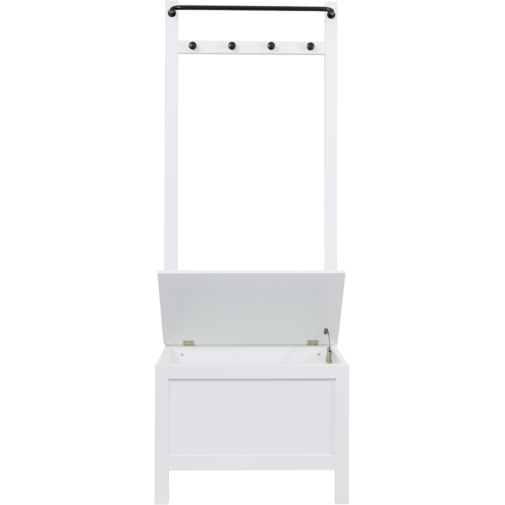 Noa and Nani Karlstad Single Door White Shoe Storage Bench and Coat Hook Image 3
