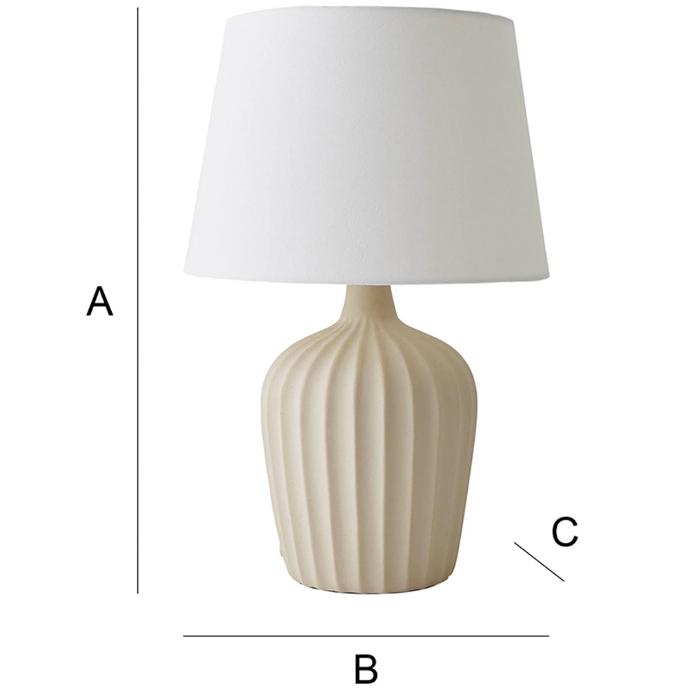ValueLights Serena Natural Tapered Linen Lamp Shade Ribbed Ceramic Beige LED Table Lamp Image 7