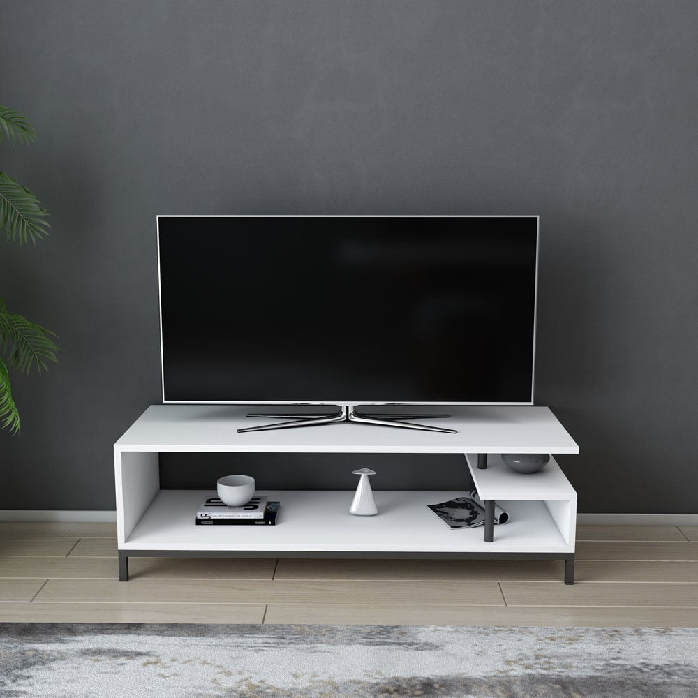 Decorotika Reilly 2 Shelf Black and White TV Unit Image 5