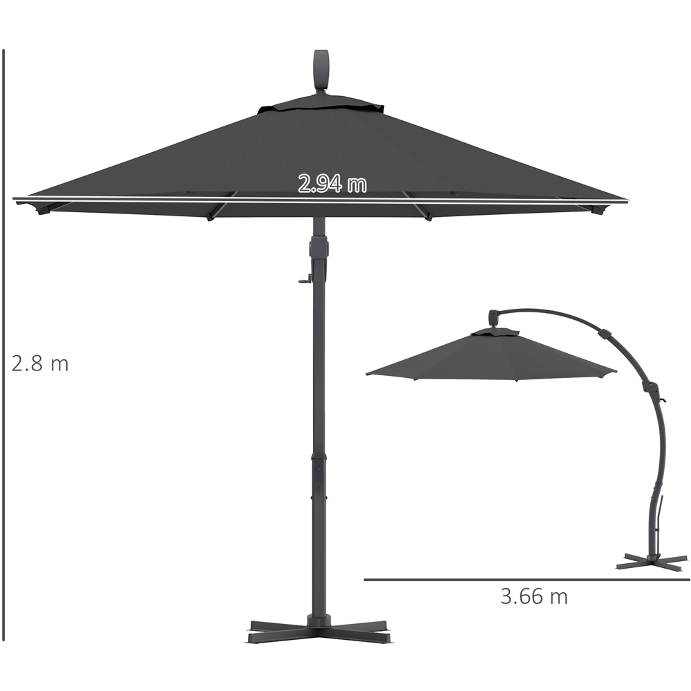 Outsunny Grey Crank and Tilt Cantilever Parasol 3m Image 9