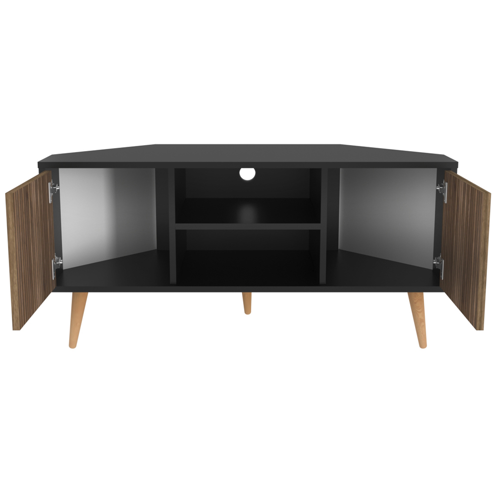 Decorotika Lesson 2 Door 2 Shelf Black and Alina Corner TV Unit Image 5