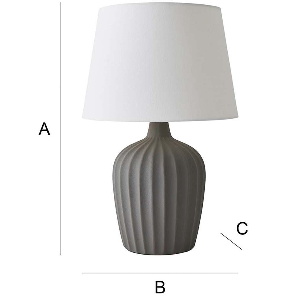 ValueLights Serena Natural Tapered Linen Lamp Shade Ribbed Ceramic Grey LED Table Lamp Image 7