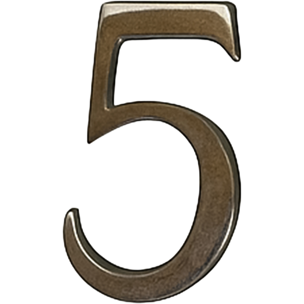Golden Grace Polished Gold Finish Self Adhesive Door Numerals No 5 75mm Image 2