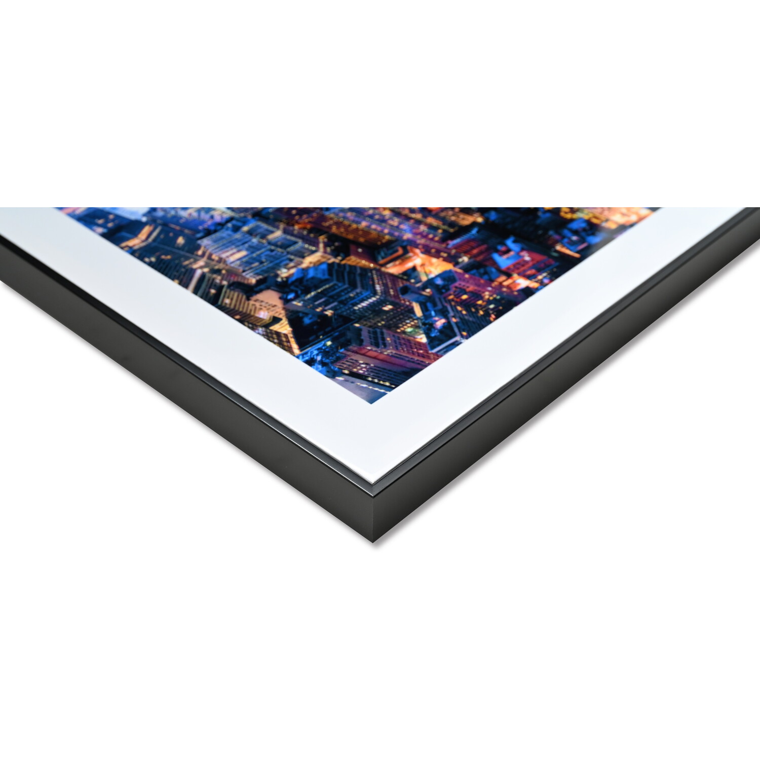 Framed NYC Lights Glossy Canvas - Multicolour Image 3