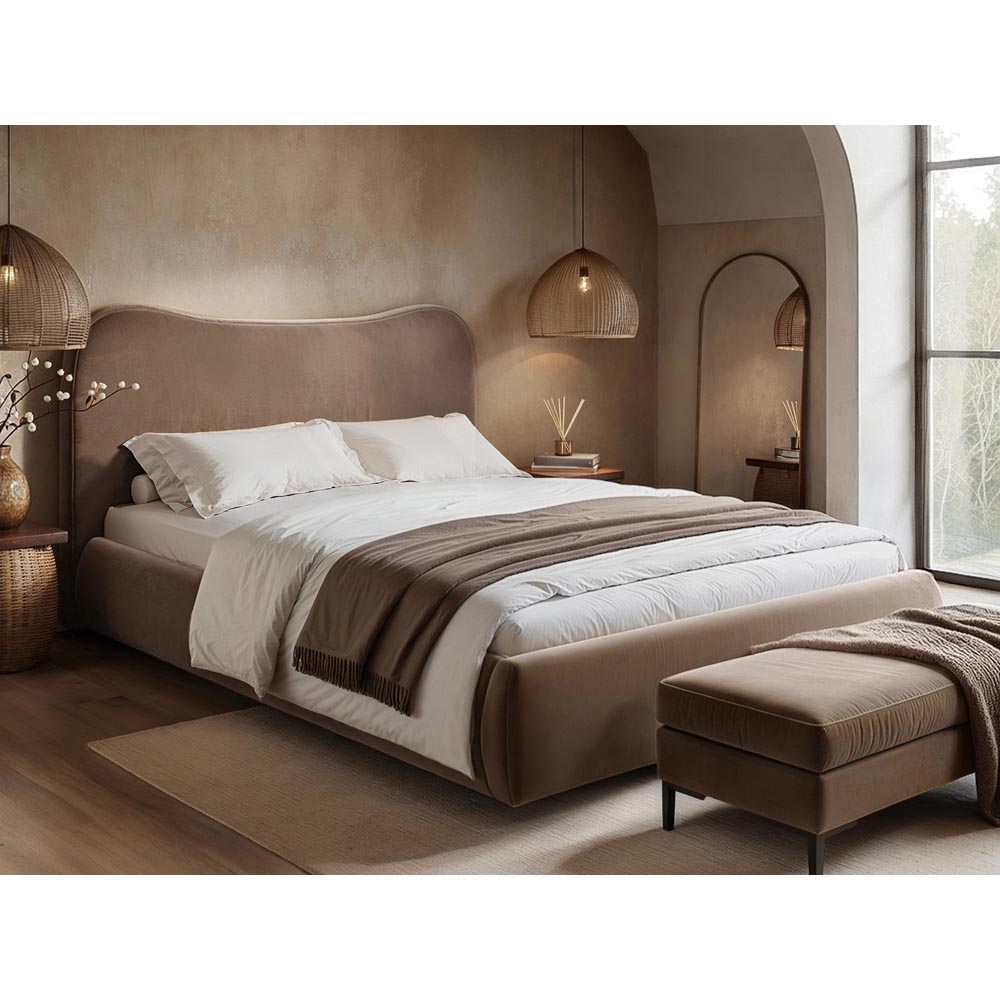 Solace+Co Ember Double Chocolate Velvet Ottoman Bed Image 5