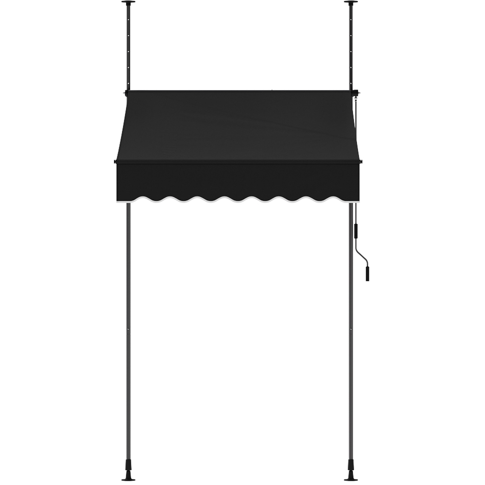 Living and Home Black Wavy Valance Retractable Height Adjustable Awning 1.5m Image 2