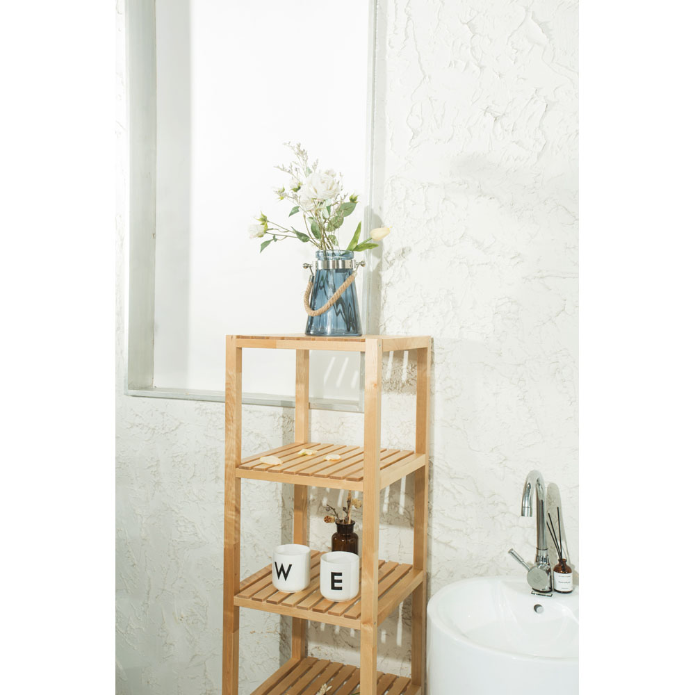 FurnitureHMD 4 Shelf Natural Birch Wood Bookcase Image 4