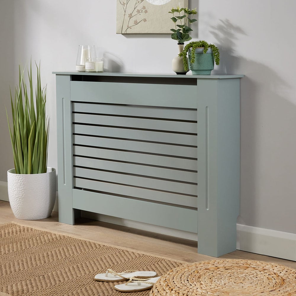 Home Source York Grey Horizontal Line Radiator Cover Medium Image 7