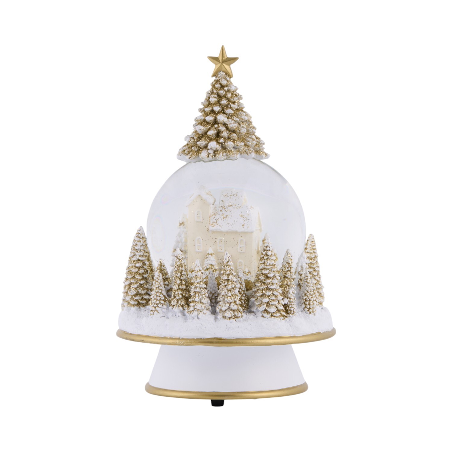 Musical Winter Scene Snow GlobeWhite and Gold Image 3