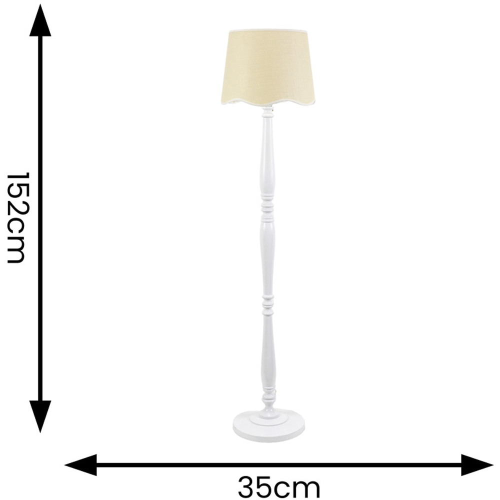 ValueLights Victoria Scallop White Edge Shade White Wood LED Floor Lamp Image 6