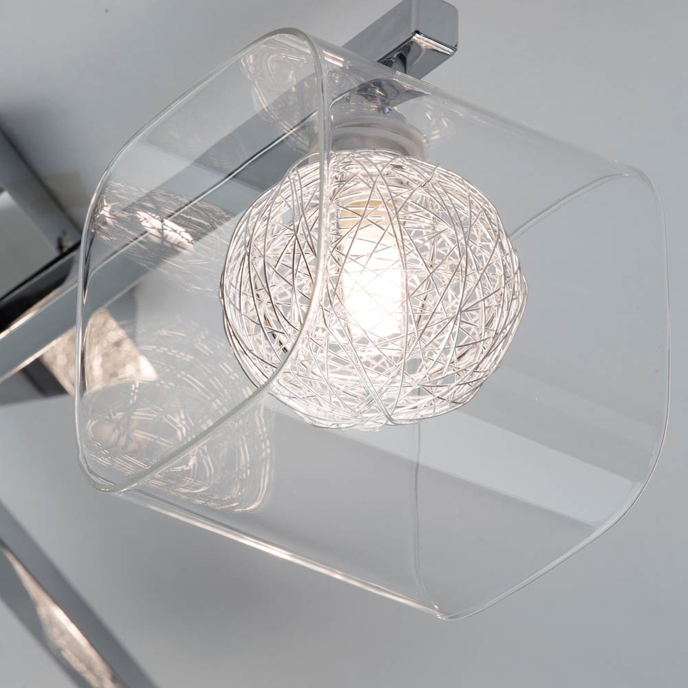 Inlight Crackle in Glass 3 Light Chrome Ceiling Flush Light Image 5