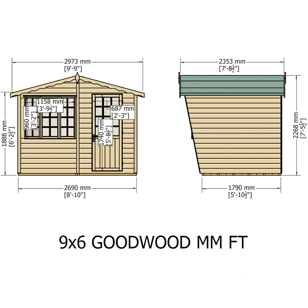 Shire Goodwood 9 x 6ft Shiplap Style C Security Cabin Apex Summerhouse Image 6