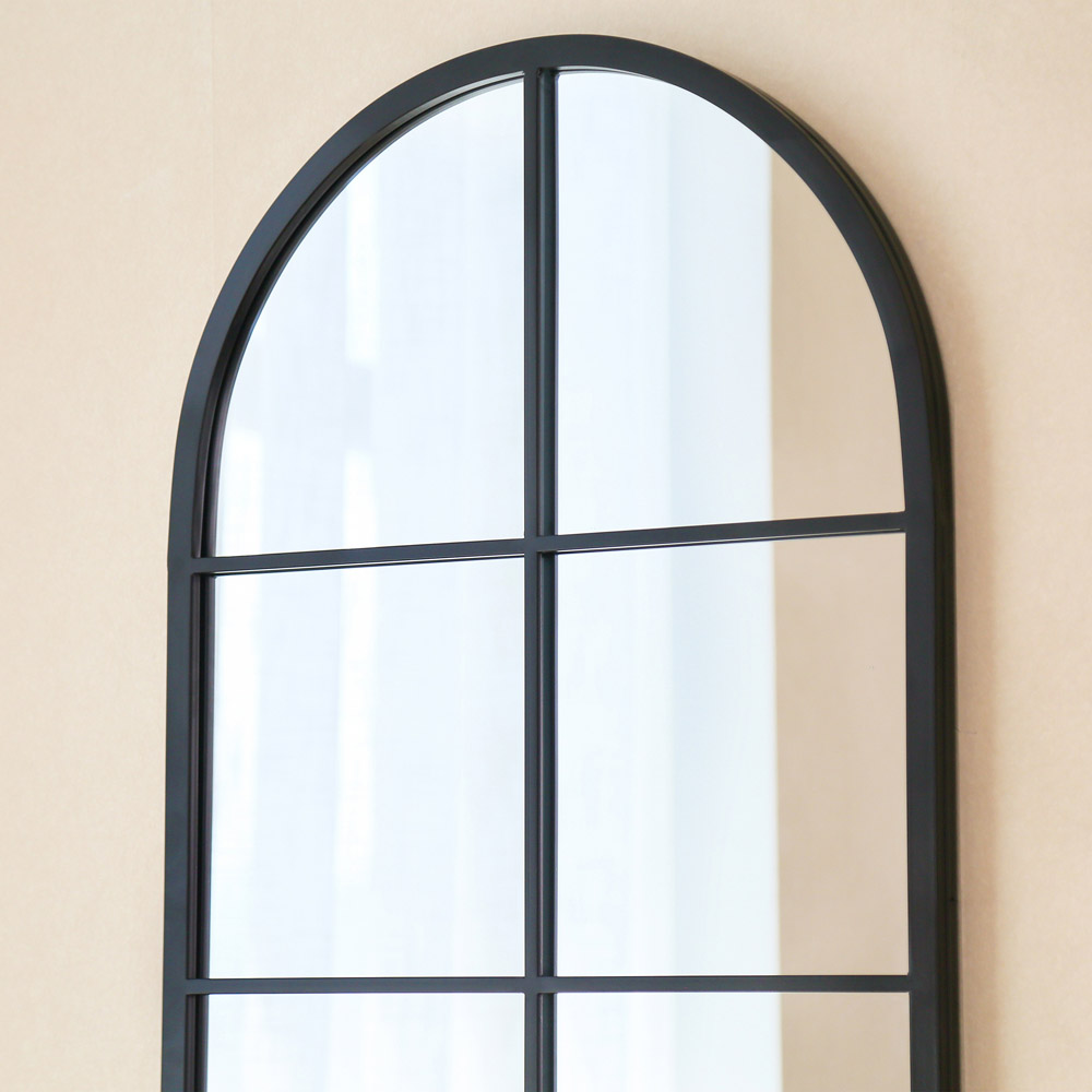 Charles Bentley Bern Black Arch Window Outdoor Wall Mirror 165 x 55cm Image 7