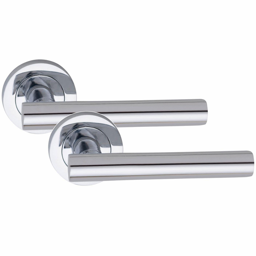 Golden Grace Polished Chrome Straight T-Bar Bathroom Door Handle Pair Image 2
