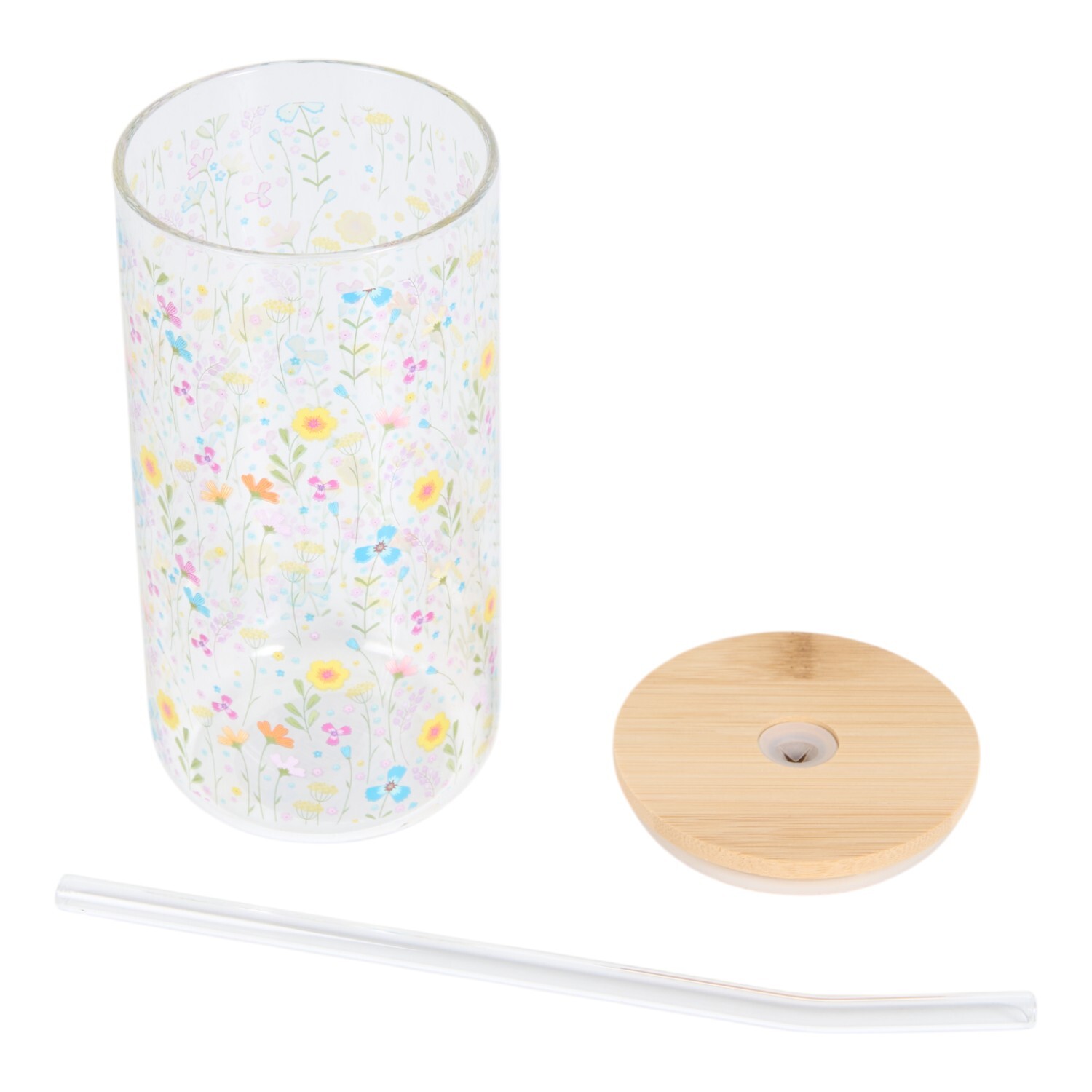 In Bloom Drinking Jar with Straw Multicolour Image 6