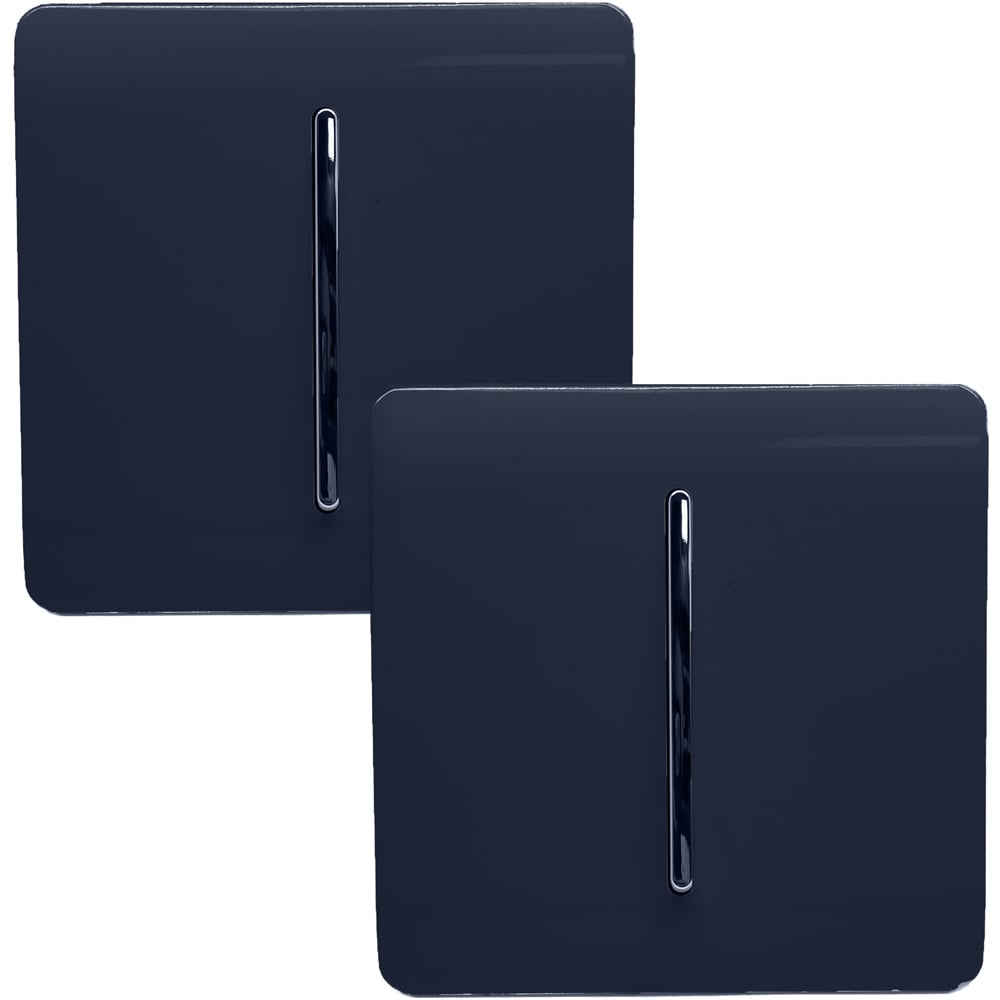 Trendi Switch 1 Gang 1 or 2 Way Navy Blue Rocker Light Switch 2 Pack Image 1
