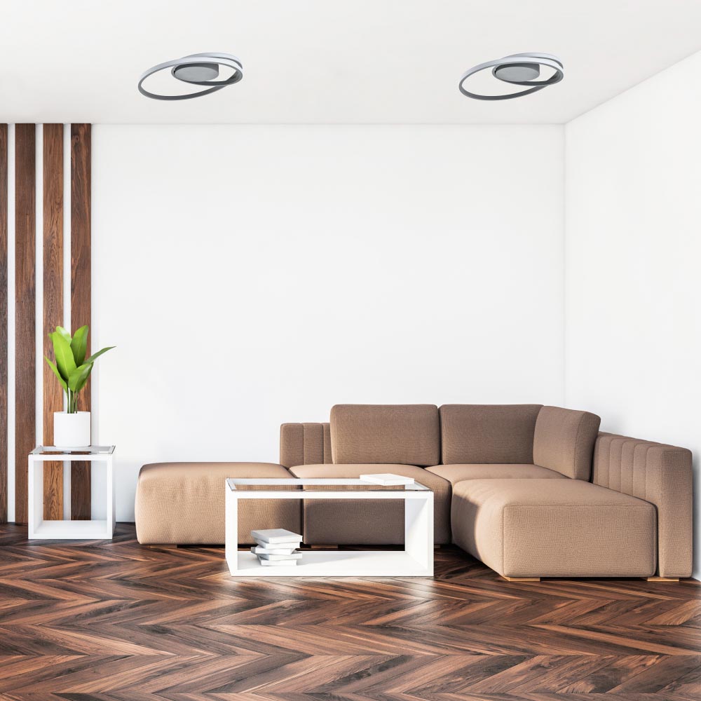 Happy Homewares Single Loop Strip Matt Grey Flush LED Powered Ceiling Light Image 2