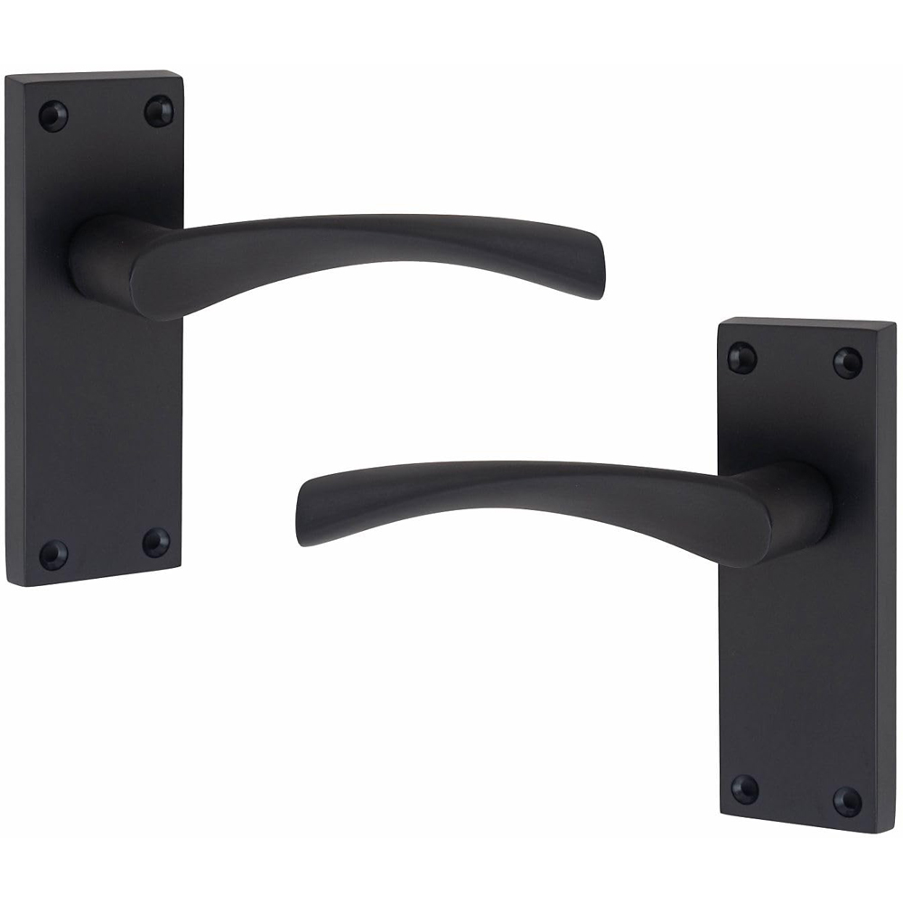 Golden Grace Matt Black Victorian Scroll Astrid Latch Door Handle with Hinge 120 x 40mm Image 3