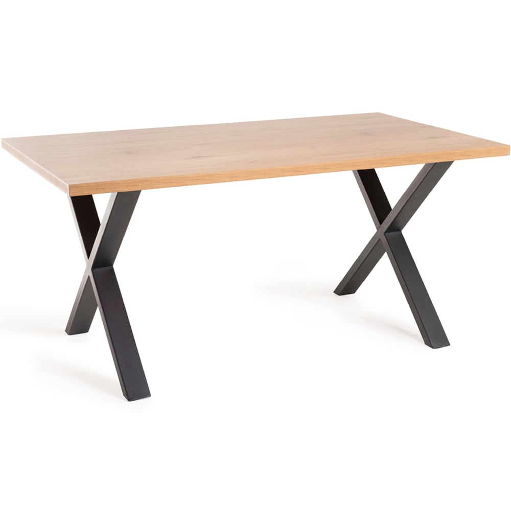 Bentley Designs Ramsay 6 Seater Rustic Oak Effect Melamine Dining Table with X Shape Legs Image 2