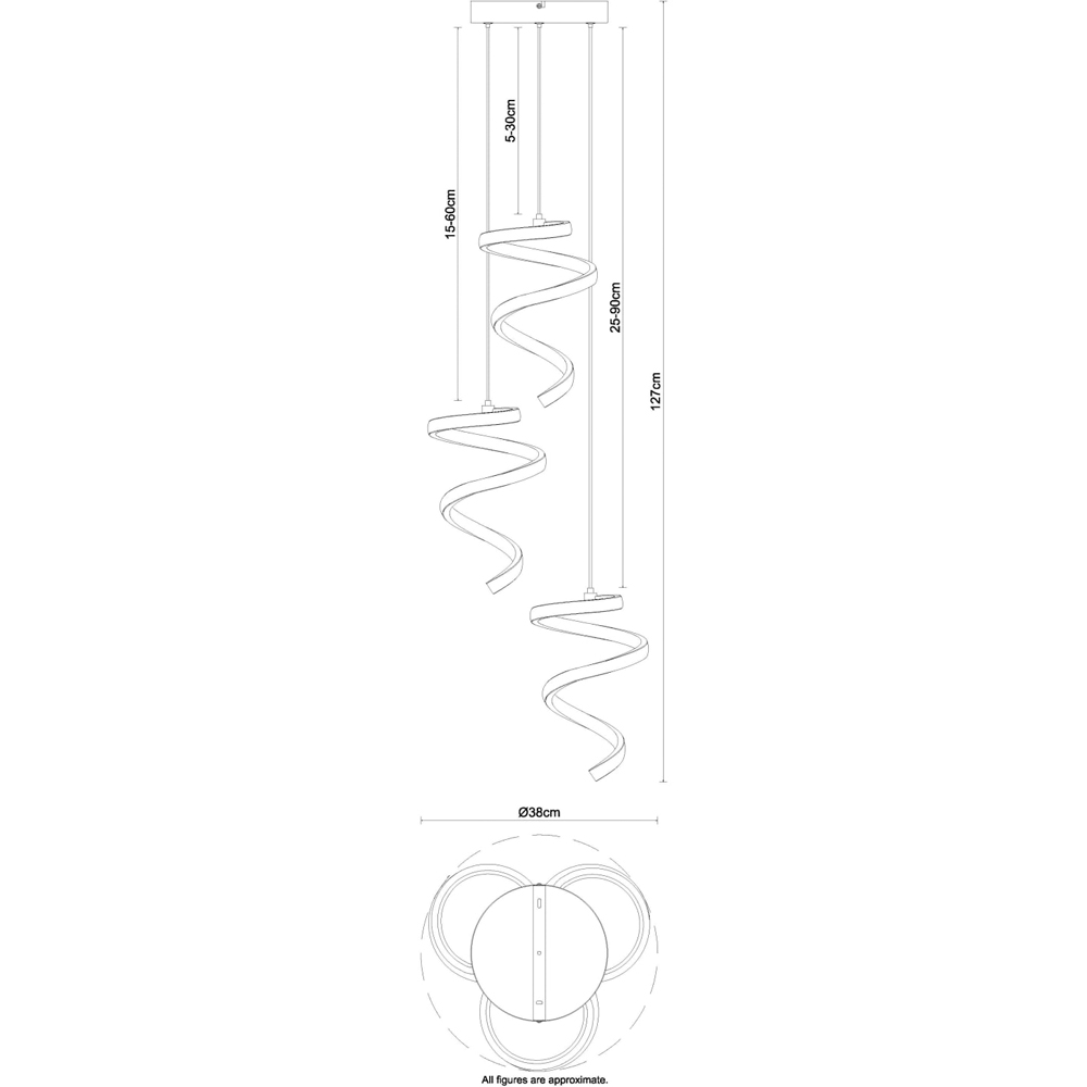Cosylyte Nyah 3 Light Chrome Spiral Cluster LED Pendant Light Image 8