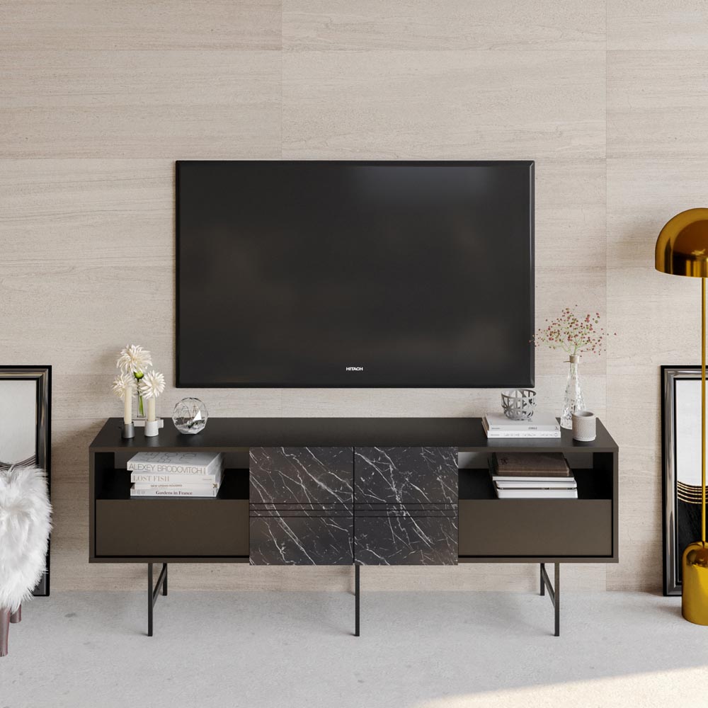 Decorotika Derin Black Marble Effect TV Unit Image 4