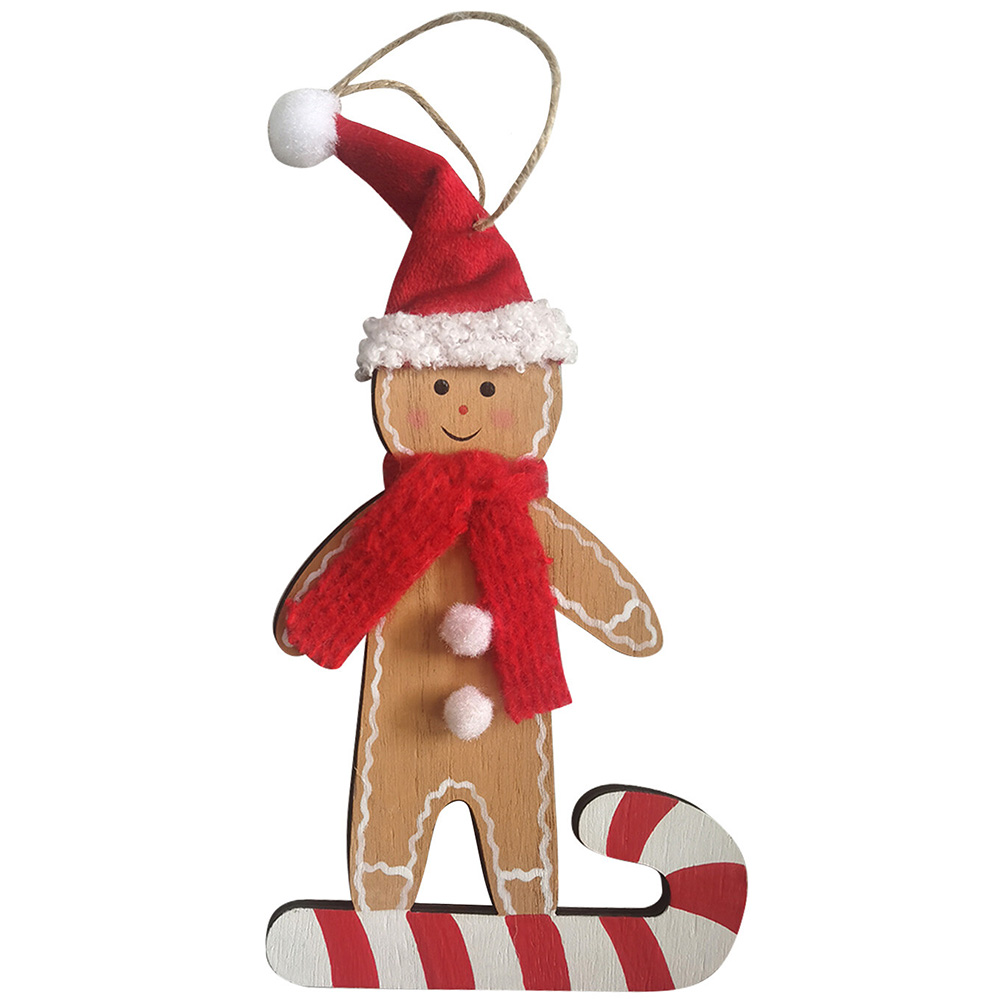 Candy Cane Lane Red Gingerbread On Candy Cane Hanging Single Ornament Image 3