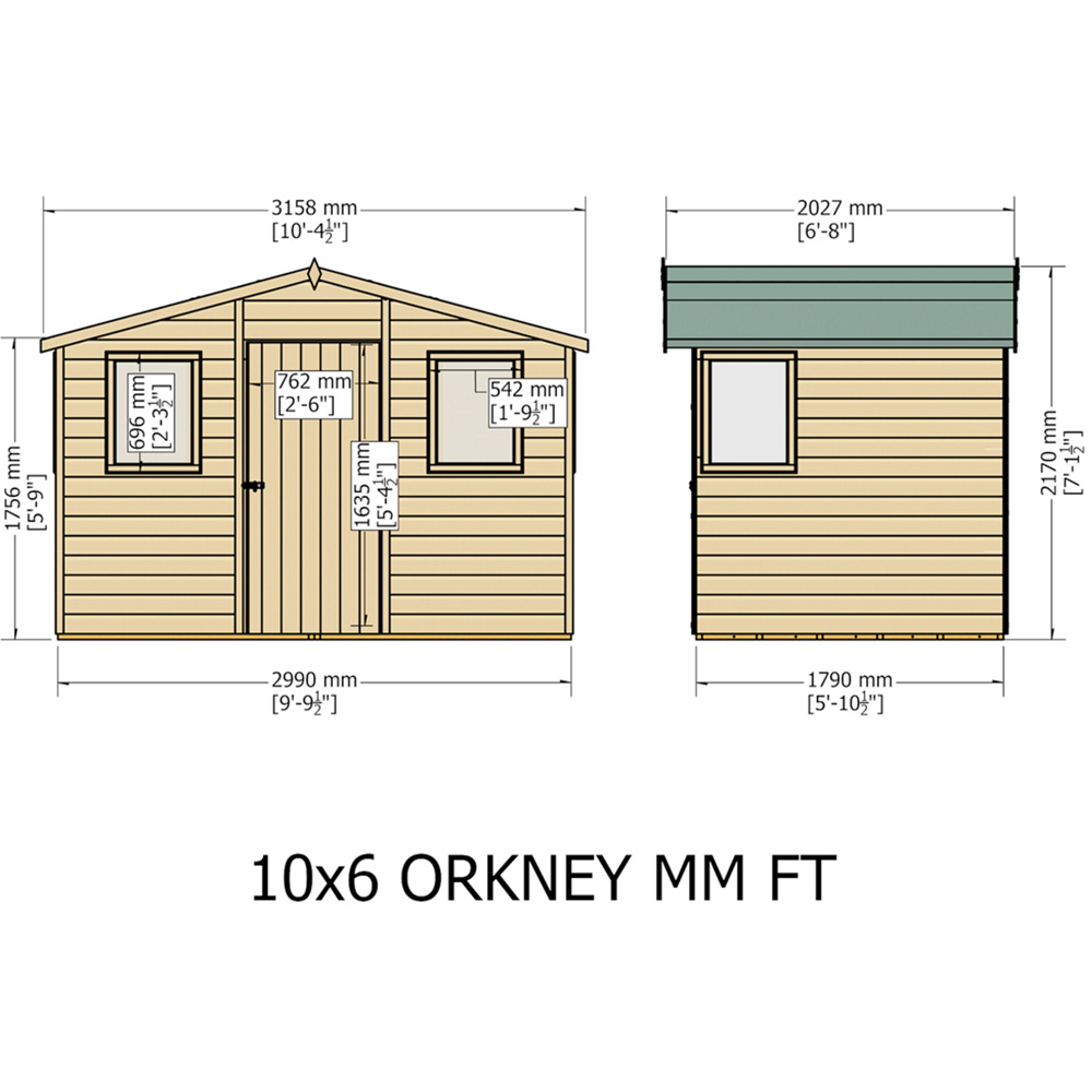 Shire Orkney 10 x 6ft Shiplap Apex Garden Shed Image 5