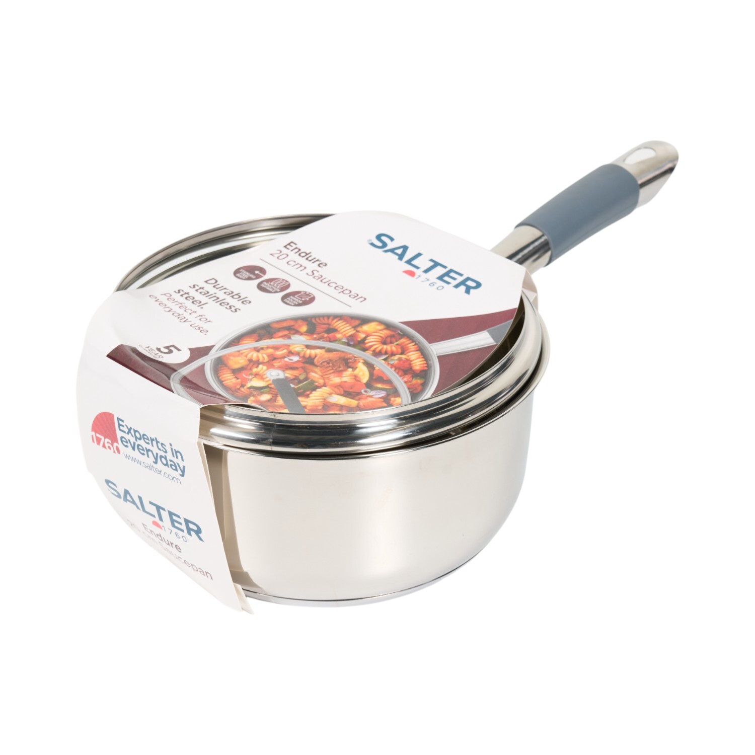 Salter 20cm Saucepan with Lid Silver Image 2