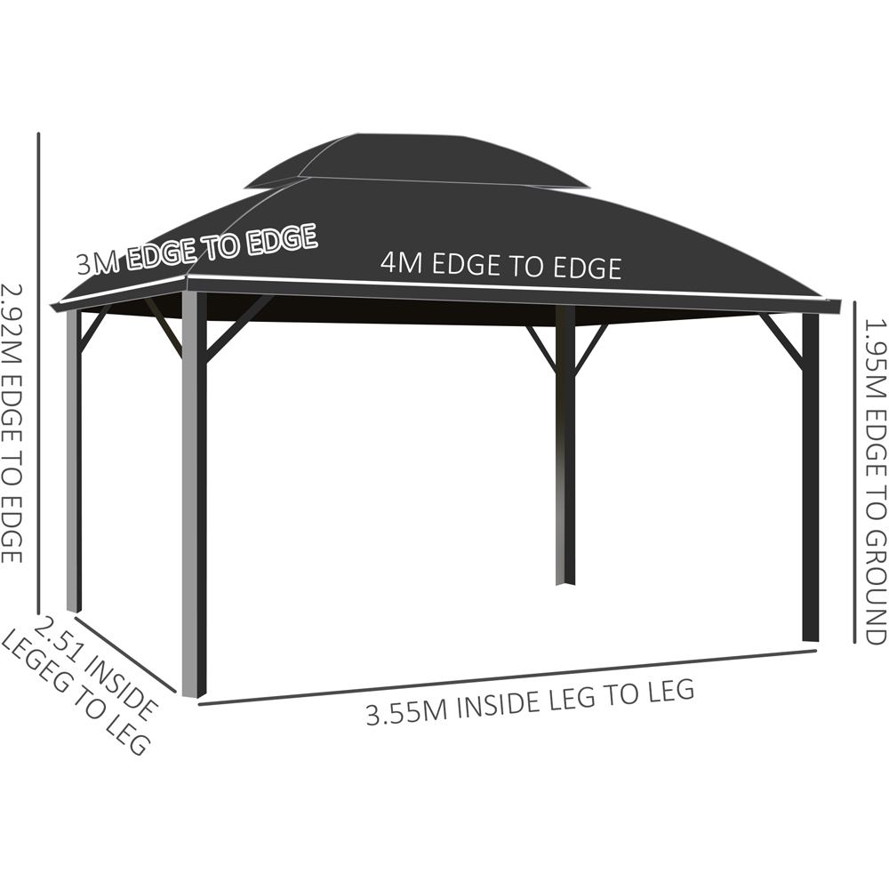 Outsunny 4 x 3m Brown Aluminium Gazebo with Curtains Image 7