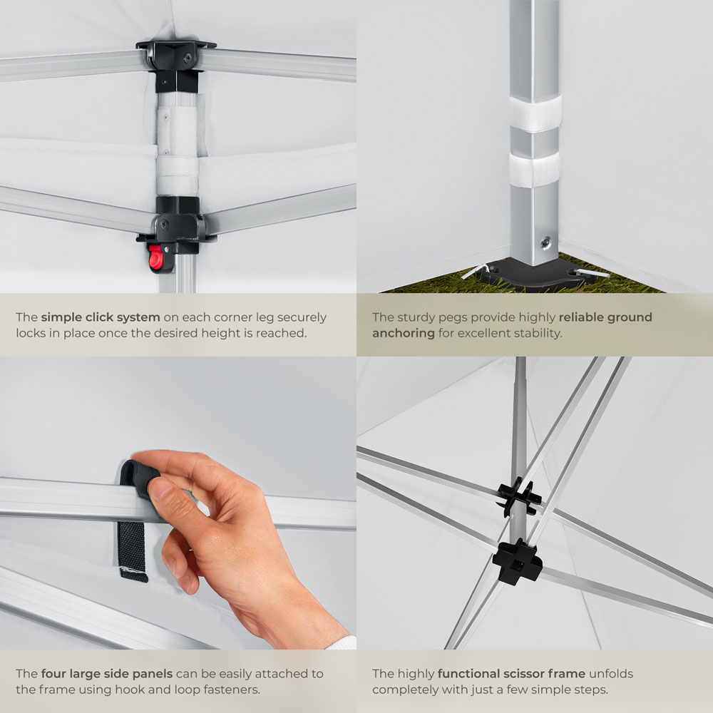 tectake Viola 6 x 3m White Scissor Frame Gazebo with 4 Side Panels Image 5