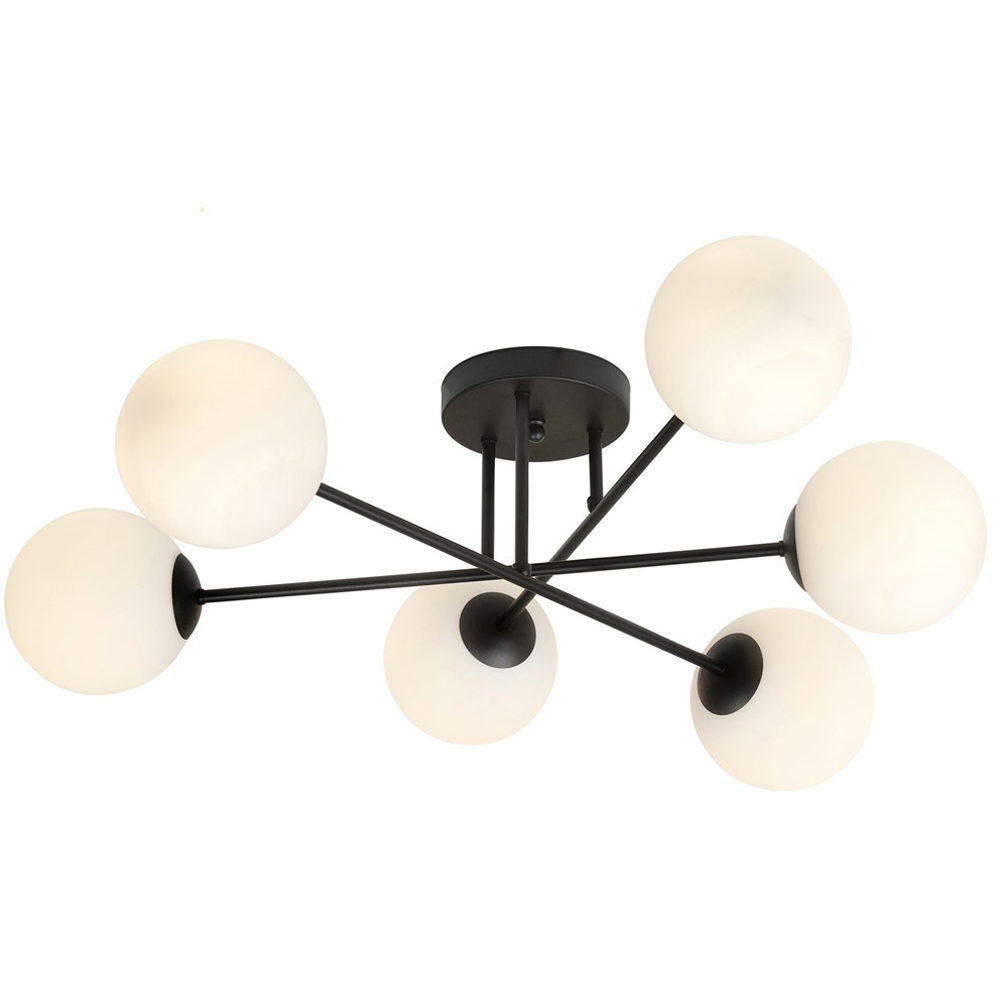 Emibig Roma 6 Light White Shade Black E14 Ceiling Light Image 3