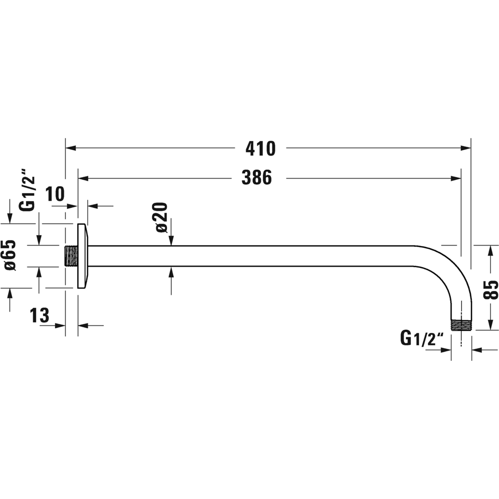 Duravit Black Shower Arm 410mm Image 2