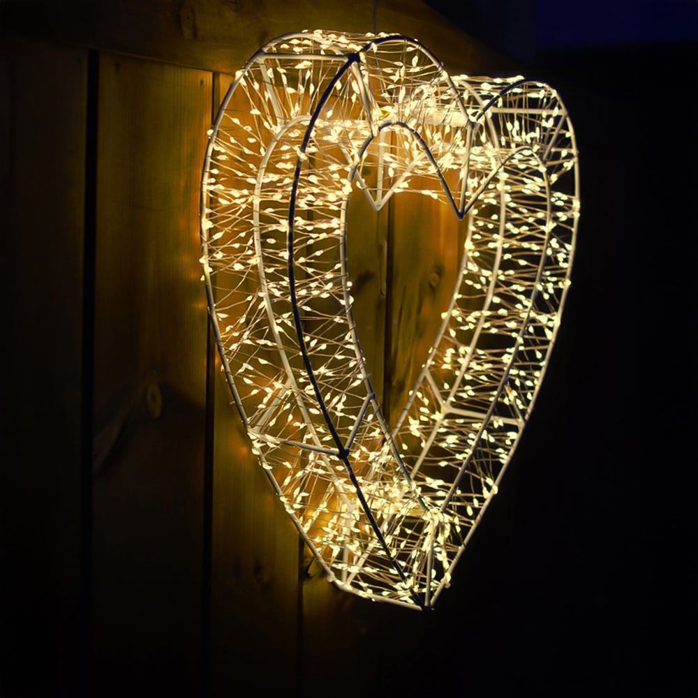 Xmas Haus Warm White LED Heart Shape Wreath 40cm Image 2