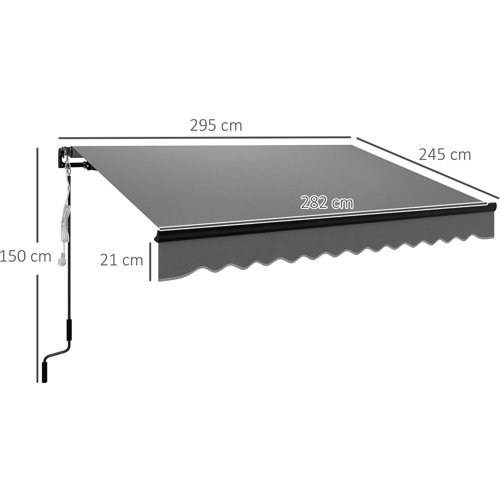 Outsunny Grey LED Electric Retractable Awning with Remote 3 x 2.5m Image 7