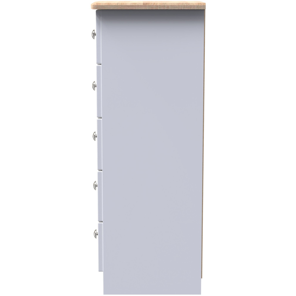 Crowndale Sussex 5 Drawer White Ash and Bardolino Oak Bedside Table Ready Assembled Image 4