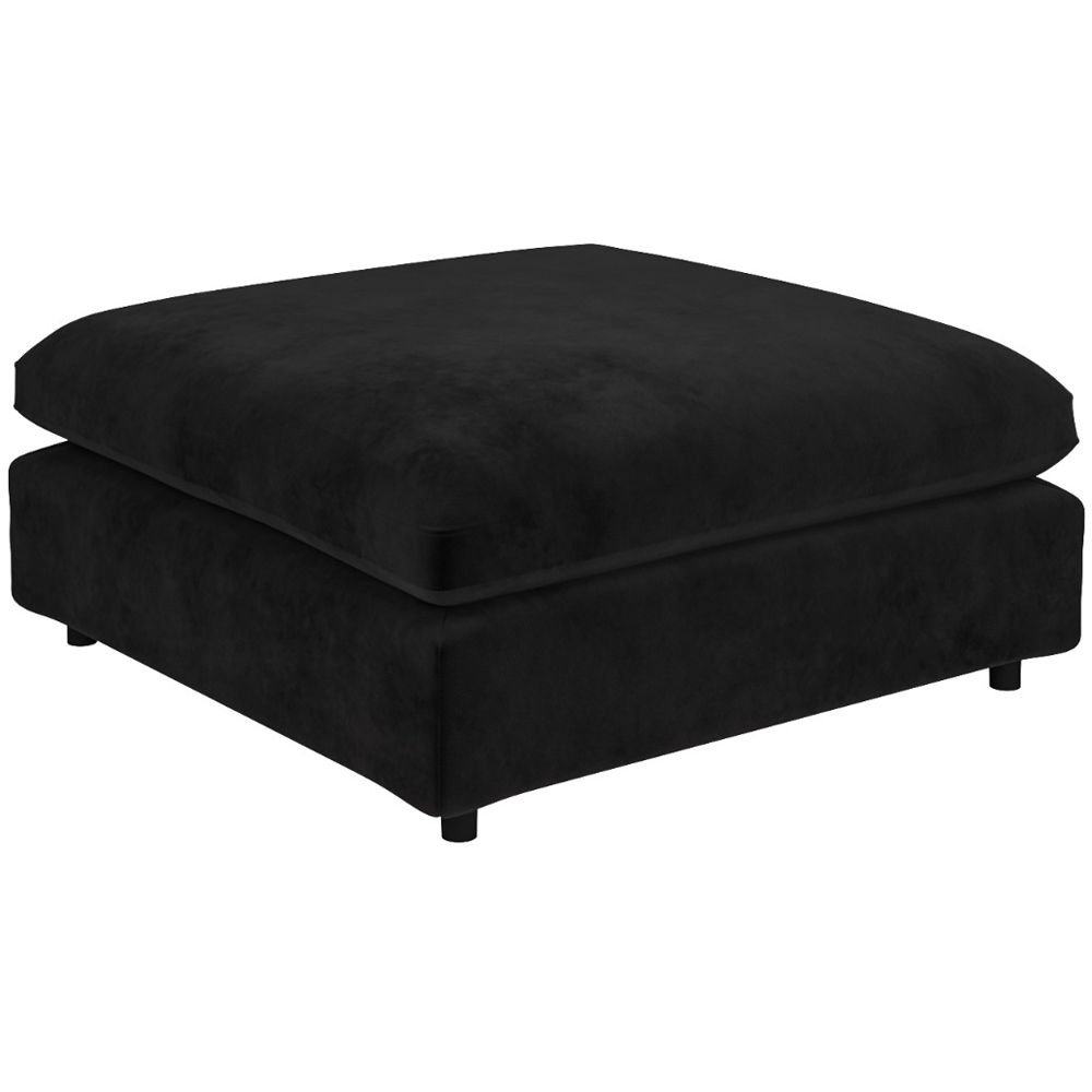 SOLACE+CO Asher 4 Seater Black Velvet U Shape Sofa with Footstool Image 4