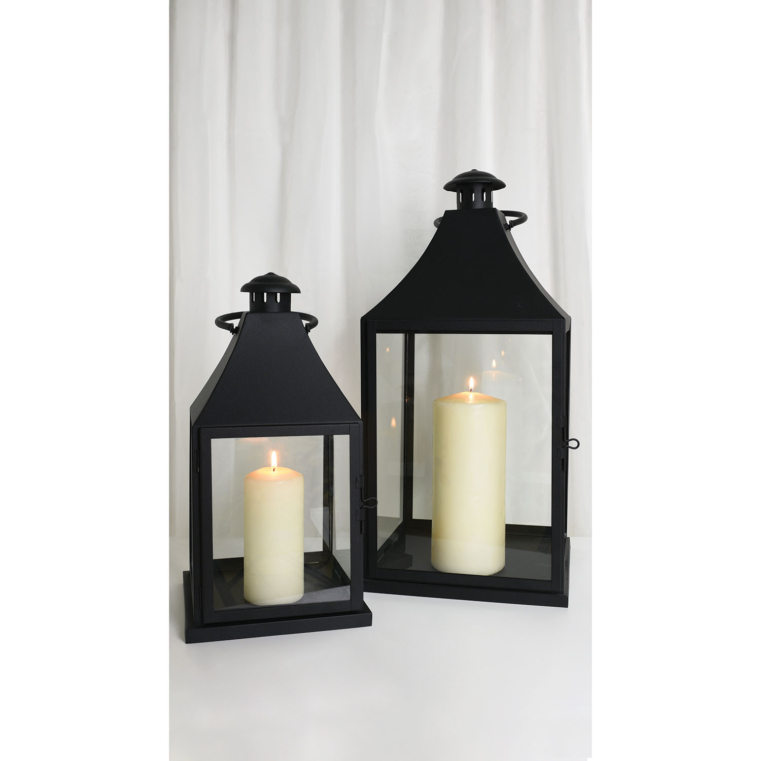 Set of 2 Lantern Matte Black - Black Image 2