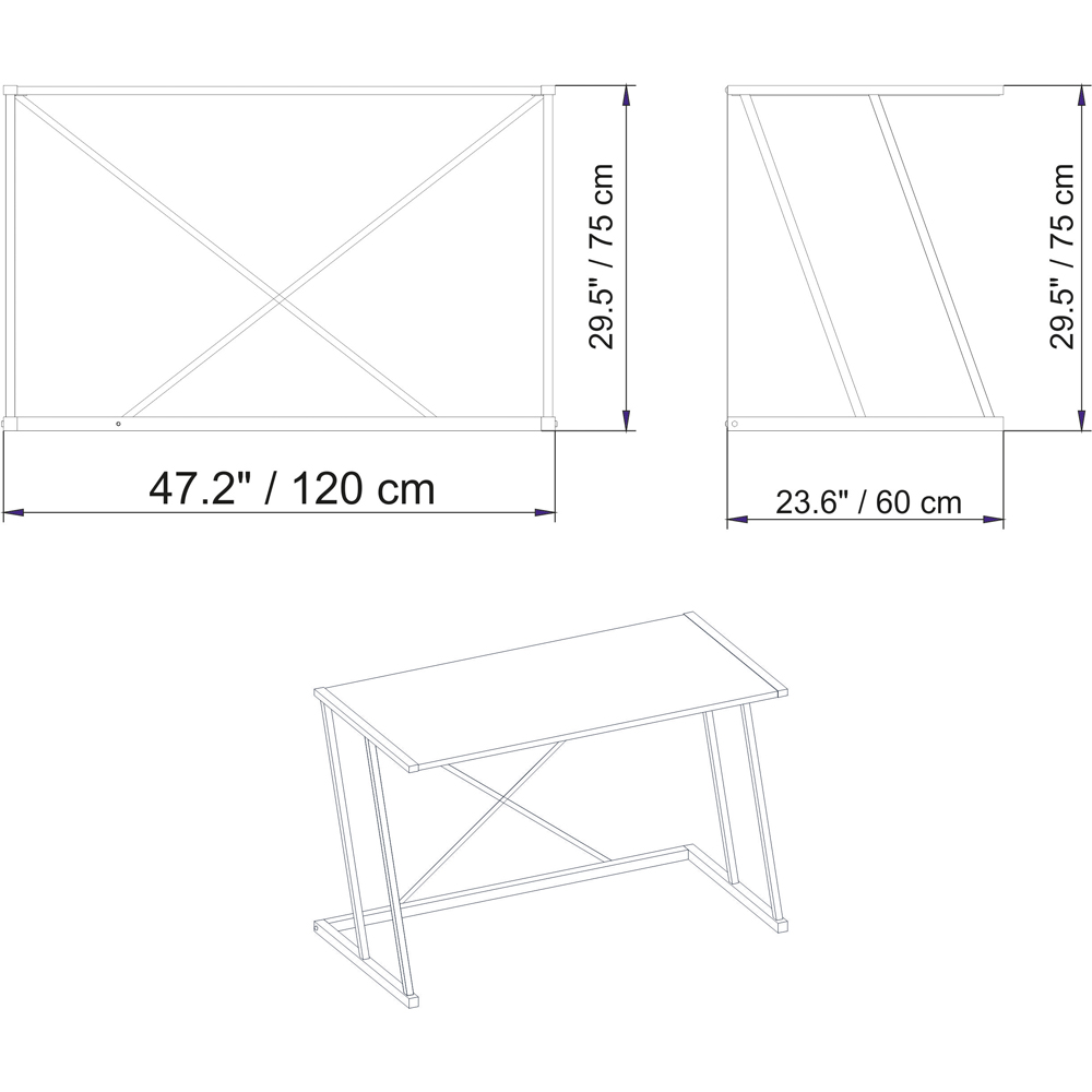 Decorotika Anemon Walnut and Black White Computer Desk Image 5