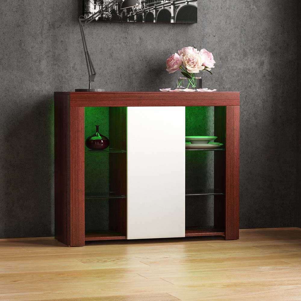 Vida Designs Azura Single Door Walnut and White LED Large Sideboard Image 7