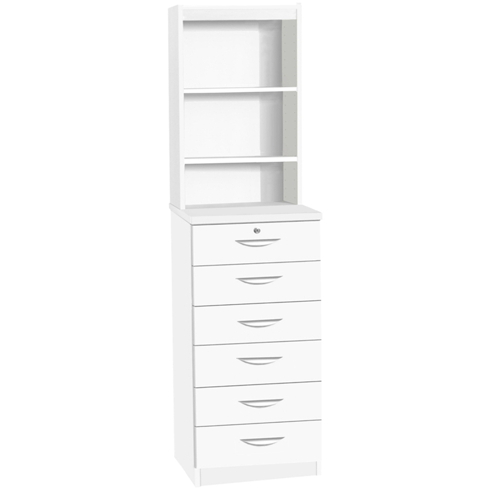 R White Cabinets 6 Drawer 3 Shelf White Chest of Drawers with Hutch Image 2
