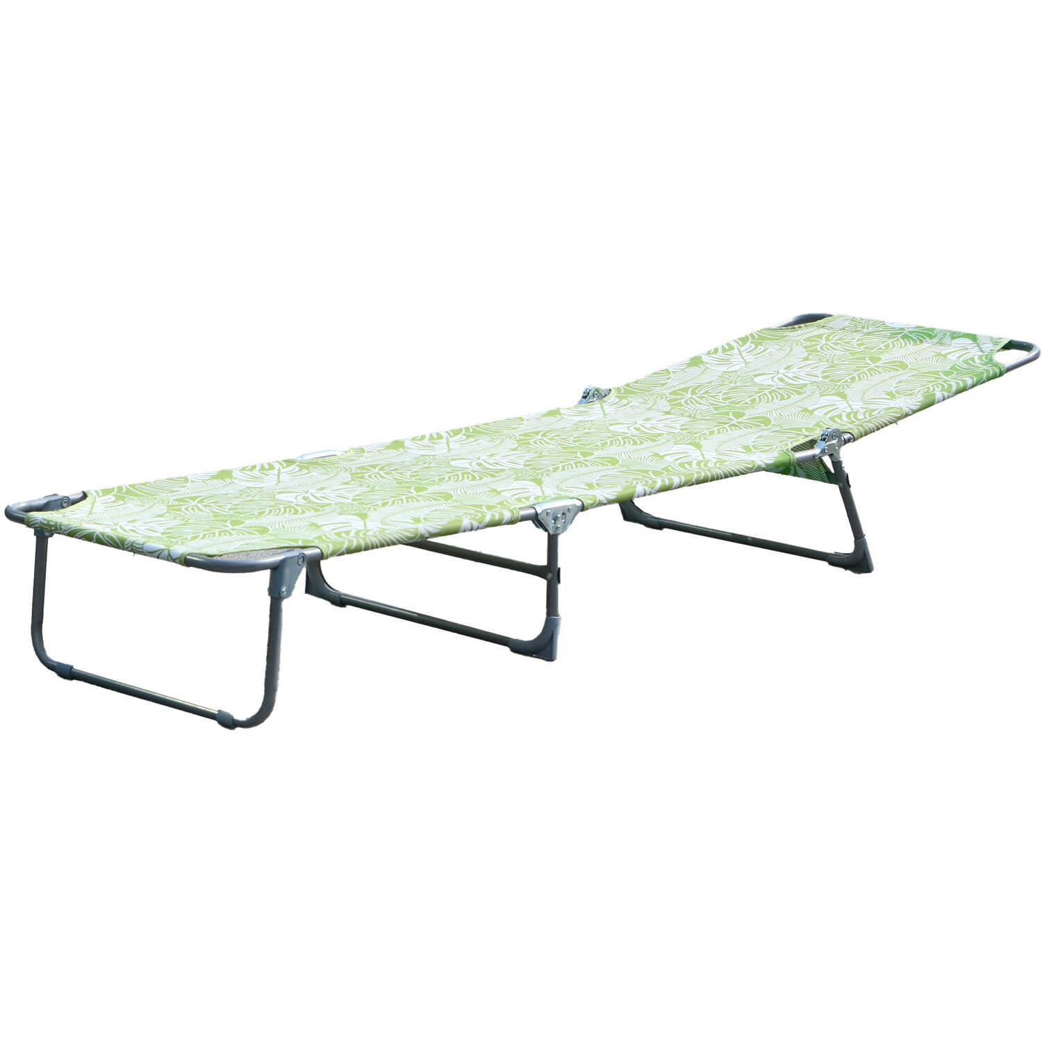 Tropical Leaf Sun Lounger - Green and White Image 5