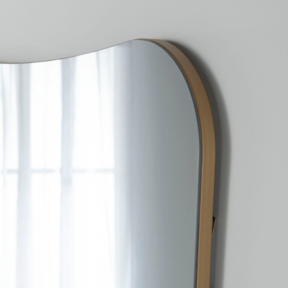 Yearn Contemporary Gold Curved Overmantle Mirror 78 x 106cm Image 3