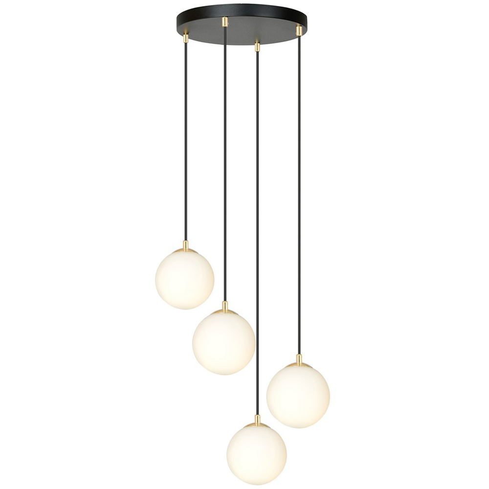 Emibig Royal 4 Light White Shade Black and Gold E14 Ceiling Pendant Light Image 3