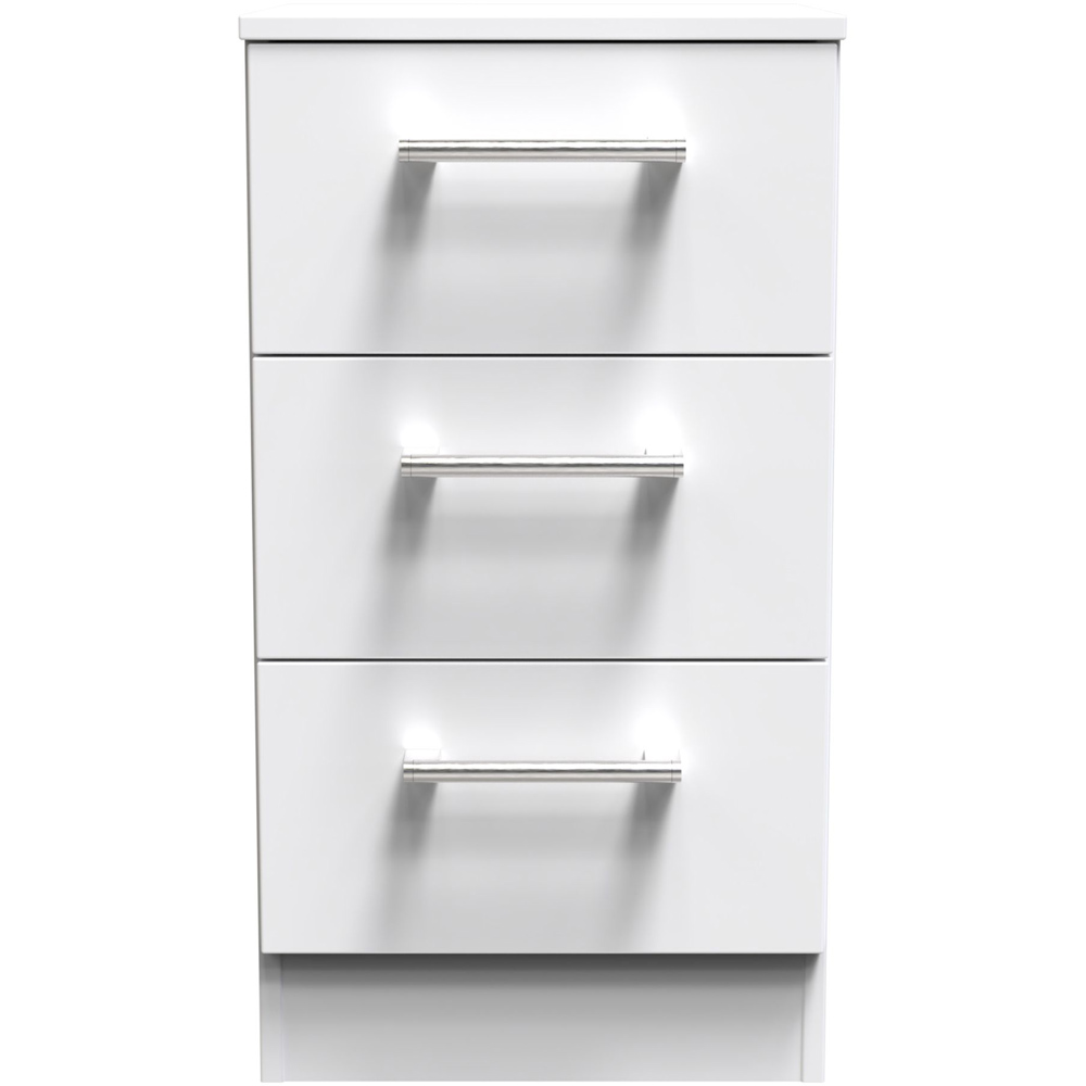 Crowndale Devon 3 Drawer White Matt Bedside Table Image 3