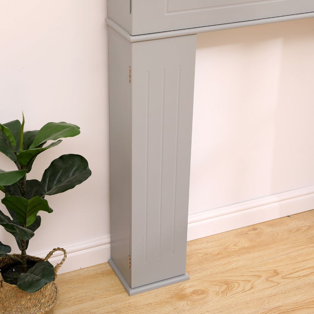 FurnitureHMD 3 Door Grey Fireplace Surround Edge Storage Unit Image 4