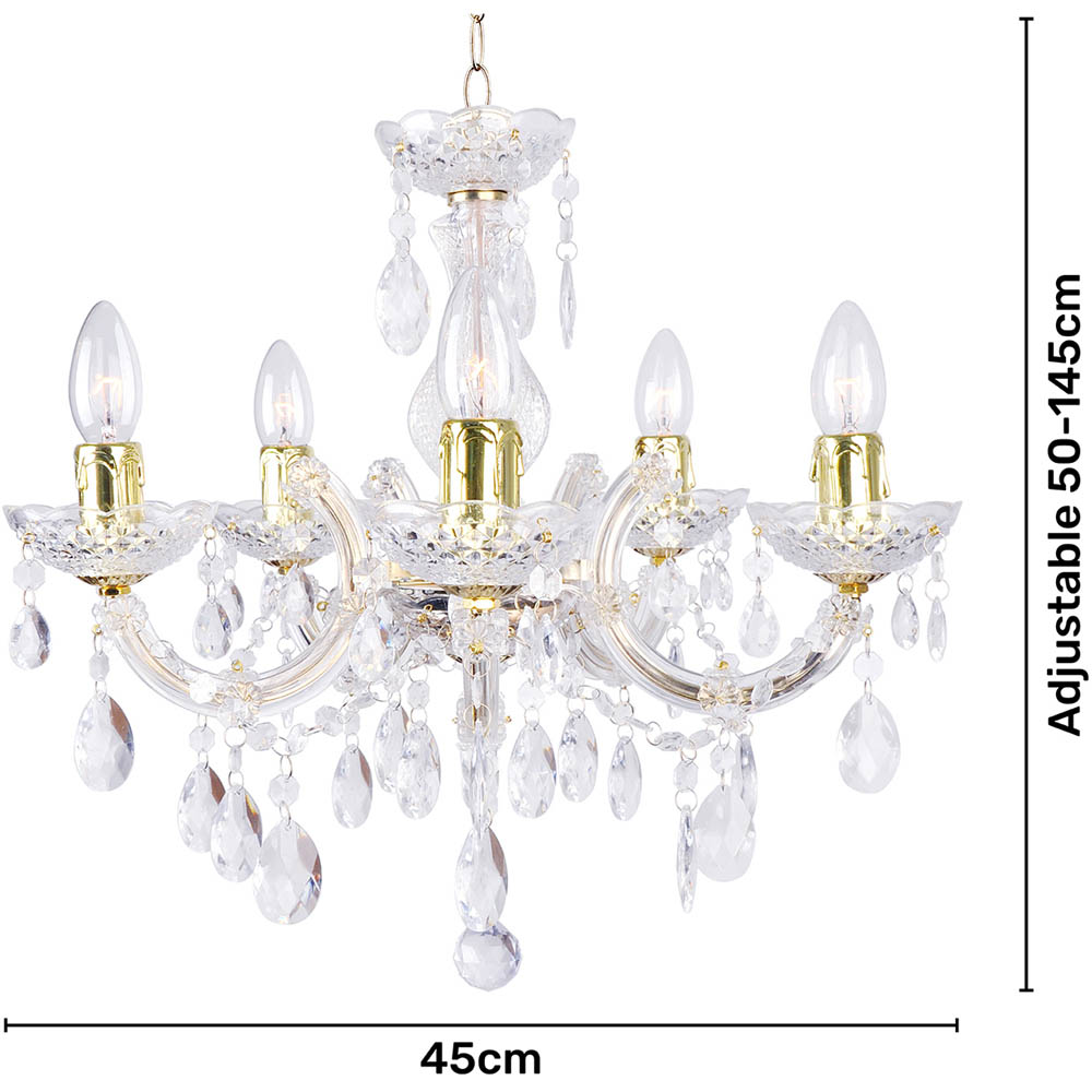 Inlight Marie Therese 5 Light Brass Chandelier Image 5
