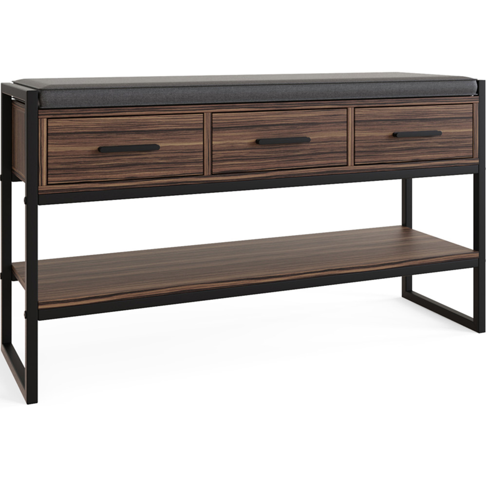 GFW Quinn 3 Drawer Single Shelf Industrial Shoe Storage Bench Image 2