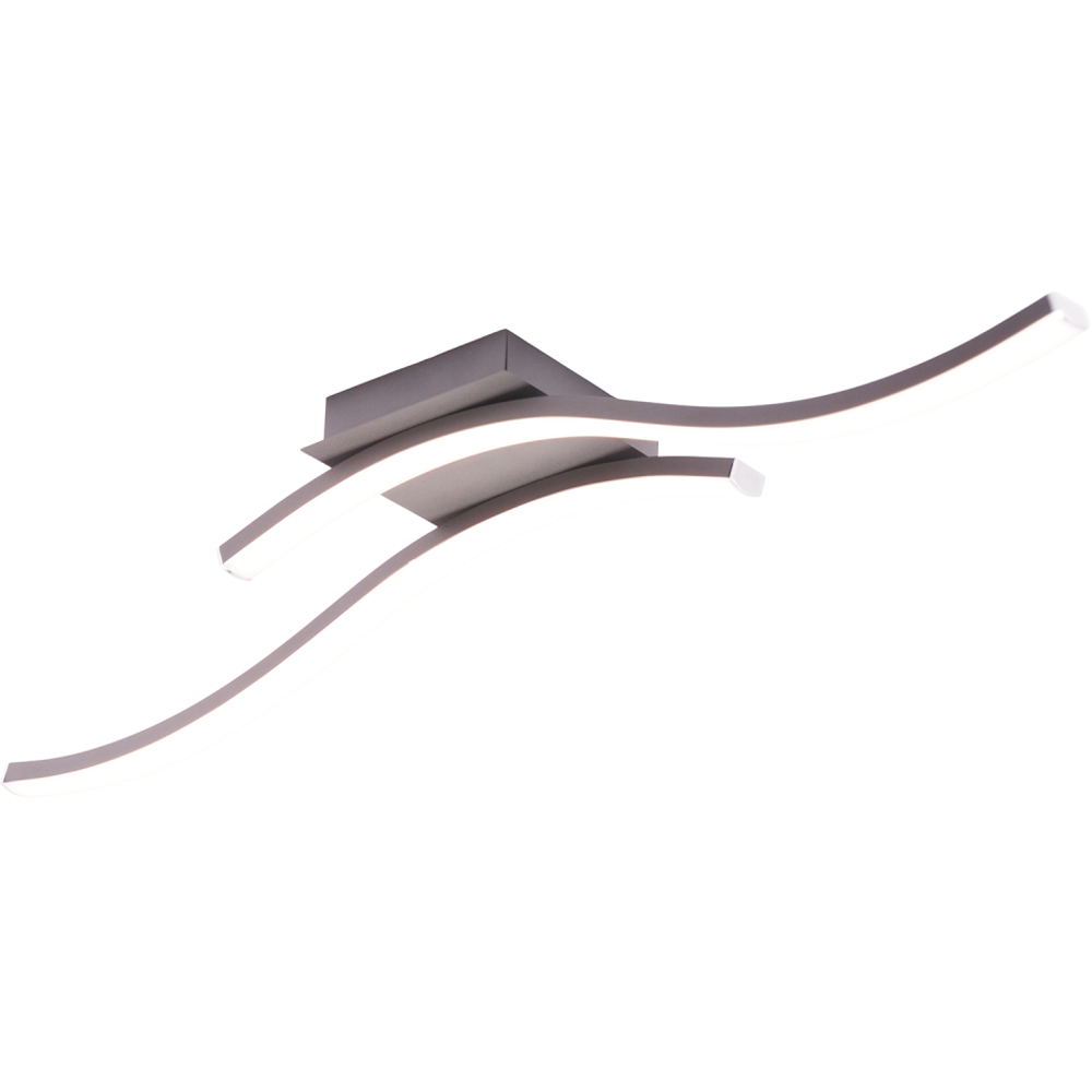 Happy Homewares Double Wavy Strip Grey Sand Flush LED Powered Ceiling Light Image 4