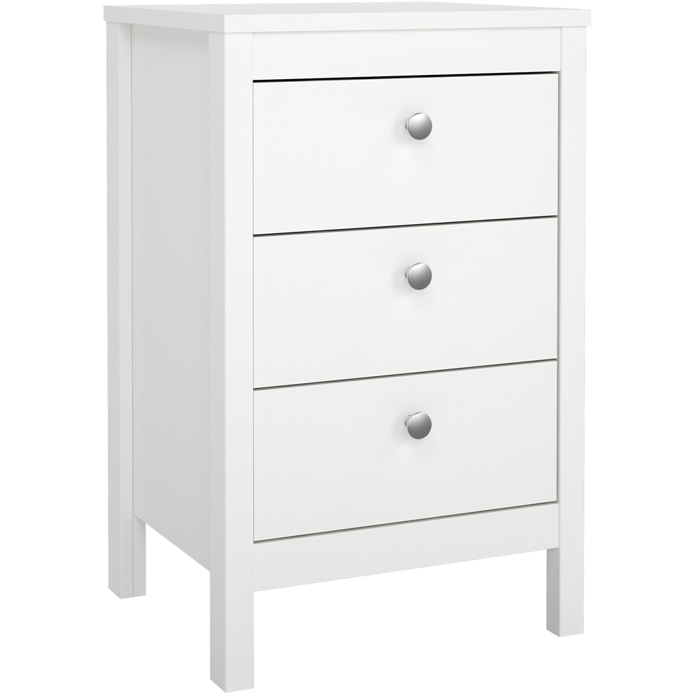 Furniture To Go Madrid White 3 Drawer Bedside Table Image 2